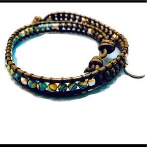 Malachite Double HeartWrap Bracelet